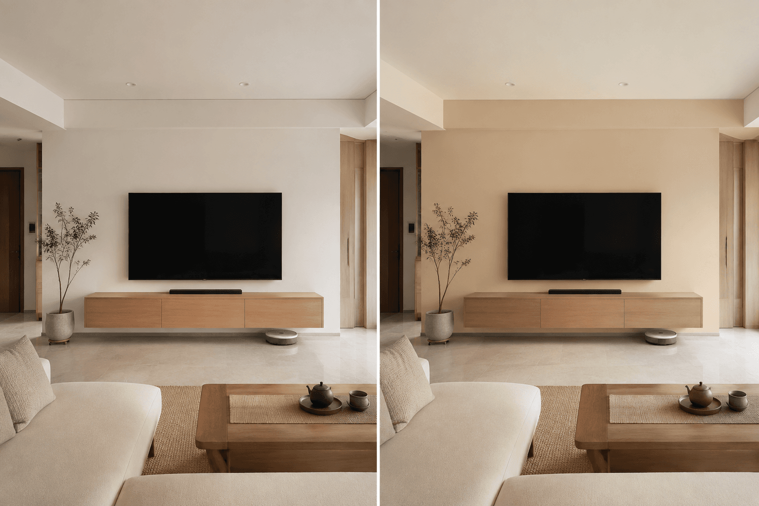 Living-room colors · Existing floor and ceiling retained